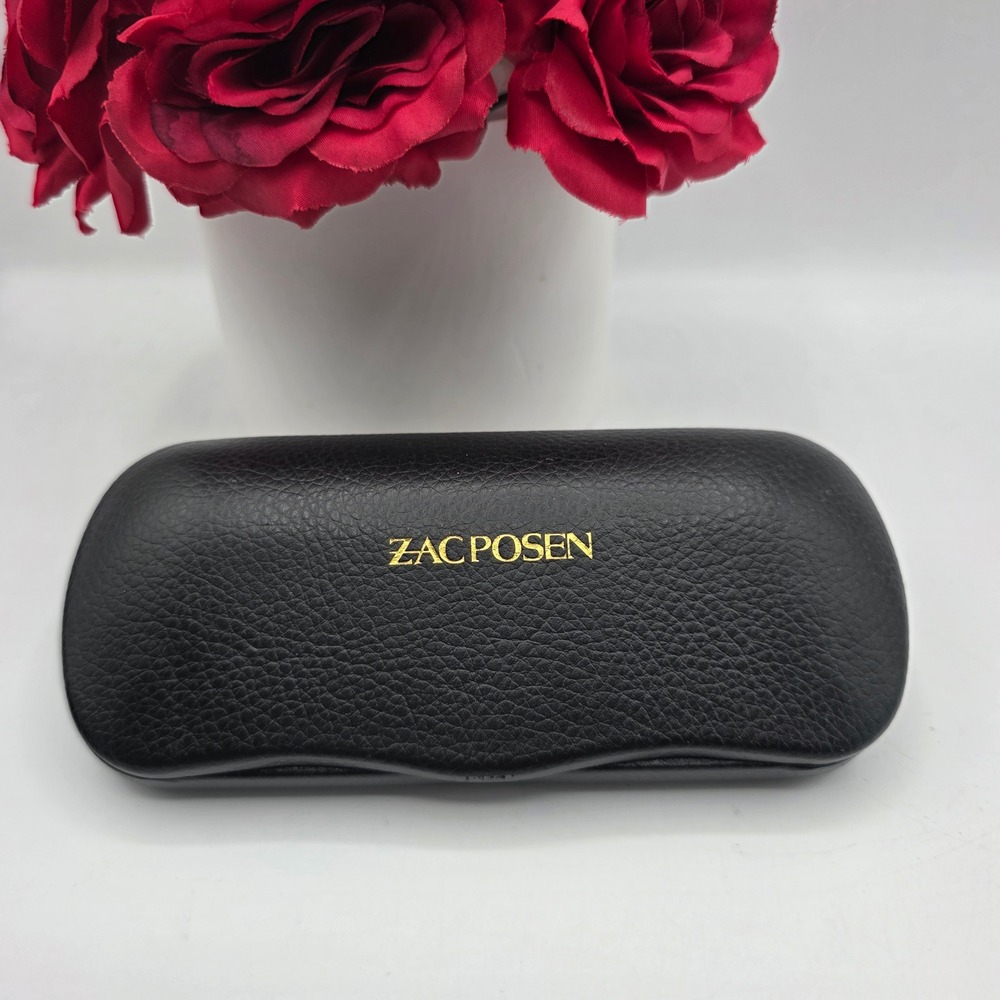 Zac Posen Black Textured Hard Clamshell Eyeglass Sunglasses Case Gold Logo